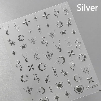 1pcs 5D Star Moon Nail Stickers Kawaii Pink Retro Bronzing Nail Art Sticker Decorations Decals DIY Adhesive Slider Accessories