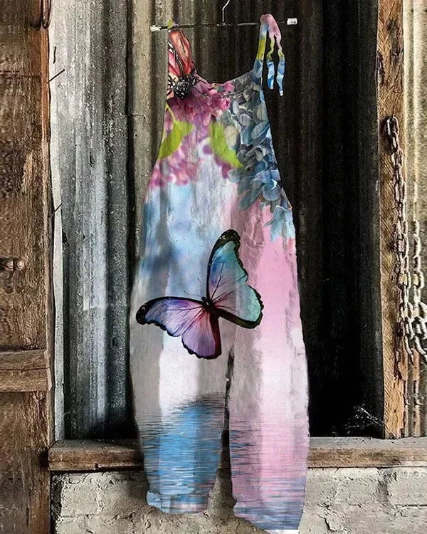 Women Jumpsuits Overalls Sleeveless Slash Neck Print Floral Wide Leg Pants High Street Autumn 2026 Casual Loose Backless