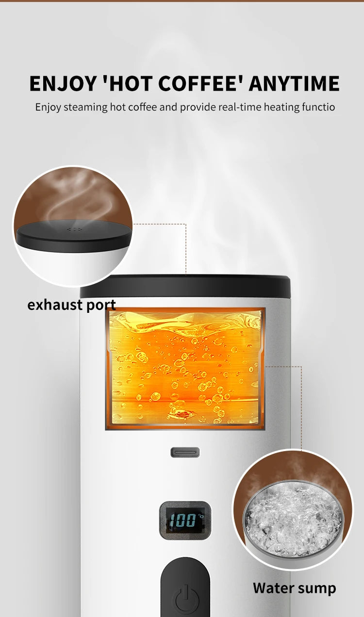 7800mAh Long-Lasting 3-in-1 Portable Coffee Maker, Electric Capsule Coffee Machine for Car, Travel & Camping