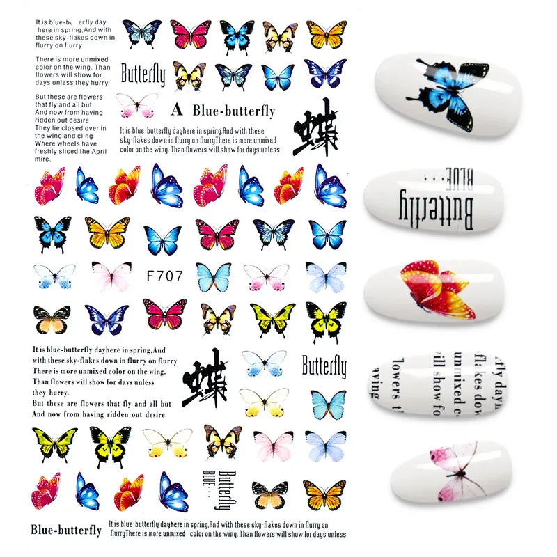 Black and White Love Flowers Line Art 3D Stickers Nail Decals Nail Art Accessories Butterfly Rose Nail Stickers Nail Sliders