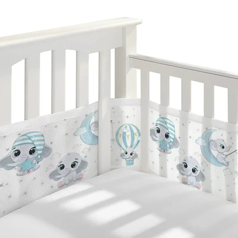 Breathable Mesh Bed Liner 4 Panel Baby Cot Fence Cotton Railing Thicken Bumper One-piece Crib Around Protector Baby Room Decor