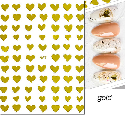 3d Nail Art Stickers Red Black White Love Hearts Stars Clouds French Full Tips Adhesive Nail Decals Slider For Manicure