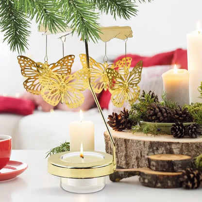 Metal Rotating Candle Holder Heat-Powered Rotation Elegance Style Spinner Carousel Rotating Mechanism Tea Light Holder