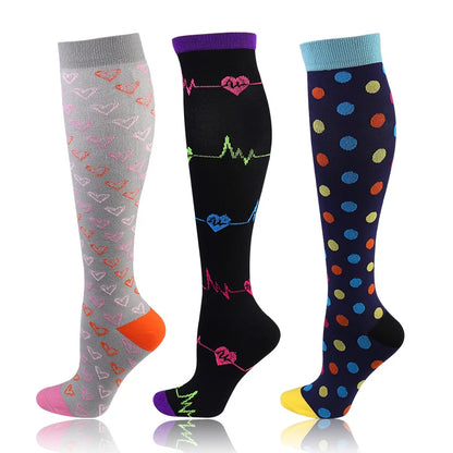 58 Styles 3 Pairs/Pack Compression Socks Knee High 30MmHg  Women Men Sports Socks Edema Diabetes Varicose Veins Running Socks