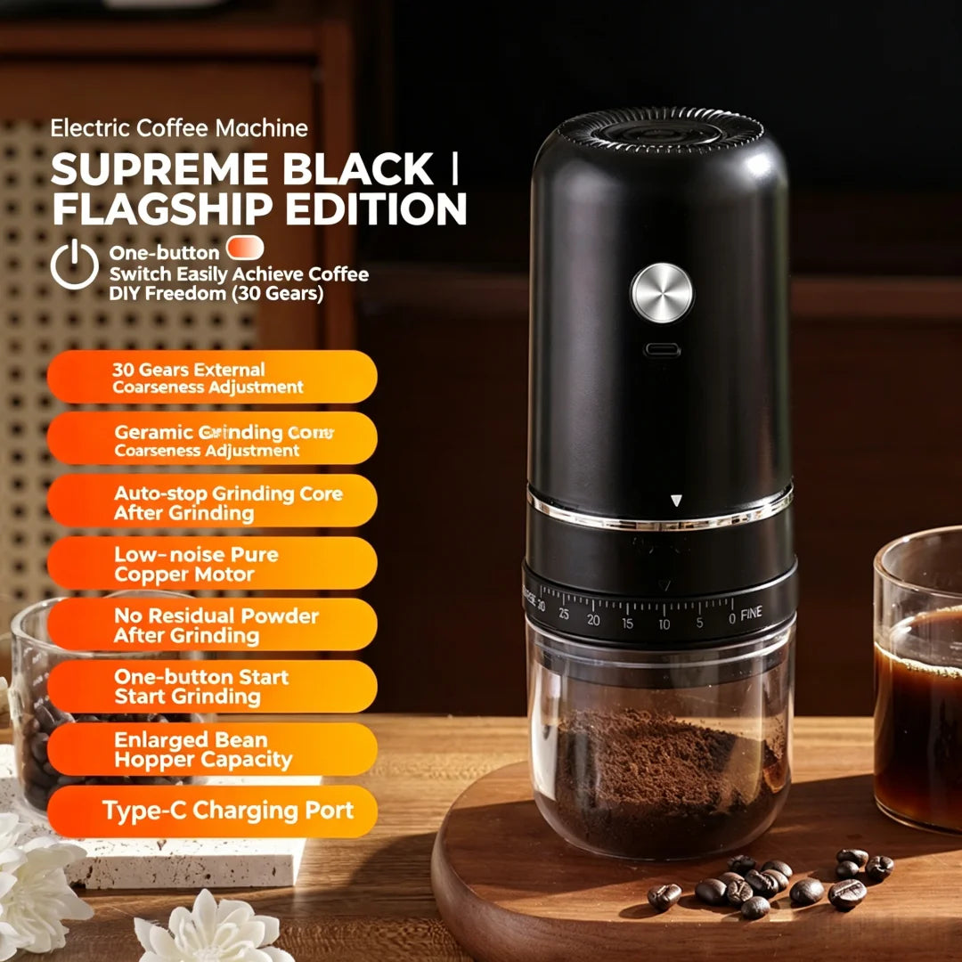 Portable Rechargeable Electric Coffee Grinder, External Adjustable Grind Mill for Espresso & Hand Pour Coffee
