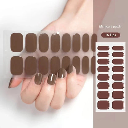 16/22 Tips Semi Cured Gel Nail Stickers for UV Lamp Designer Adhesive Nail Gel Wraps DIY Long-lasting  Nail Decoration
