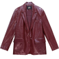 ELFSACK Women's Faux Leather Blazer Oversized Wine Red Long Sleeve Casual Office Wear Jacket Fashion Streetwear Coat
