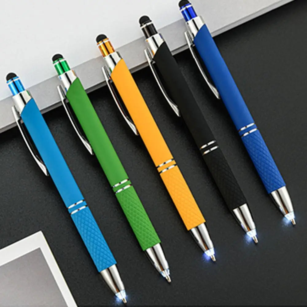 New 3in1 Multi-function Pen Capacitive Pen with LED Light 1.0mm Ballpoint Pen Stationery Screen Touch Gadgets Construction Tools