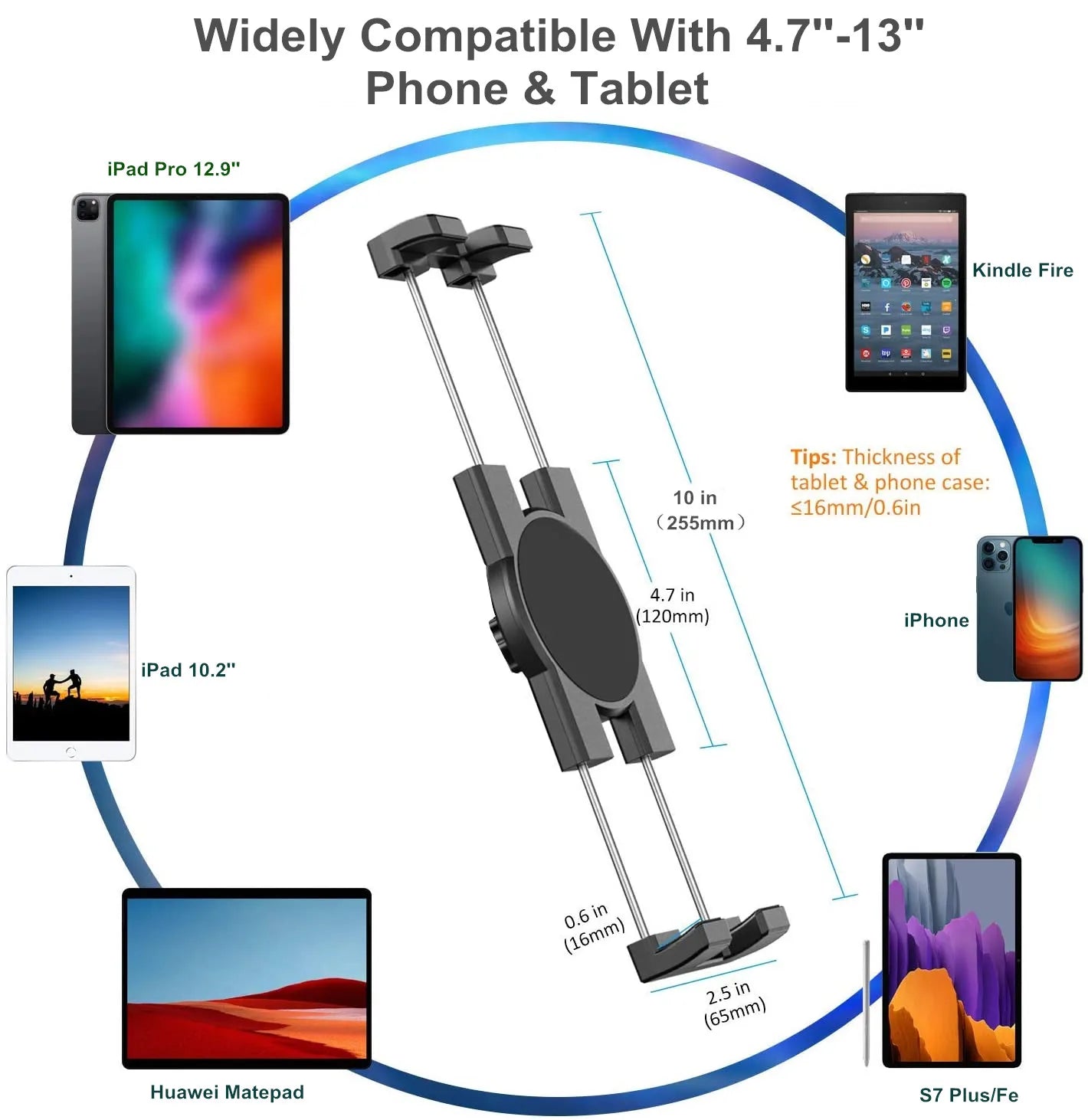 Car Tablet Headrest Holder for 7-13" Tablets Adjustable Car Back Seat Headrest Tablet Mount Stand Road Trip Essentials for Kids