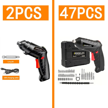 JANGKLIFE Electric Screwdriver Battery Rechargeable Cordless Screwdriver Powerful Impact Wireless Screwdriver Drill