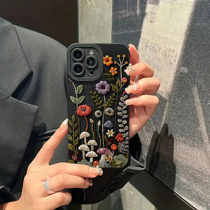 For iPhone 17 Air 16E 16 15 14 13 12 11 Pro Max Case Embossed Floral Pattern Painted Phone Cover For iPhone XS X XR 7 8 Plus SE2