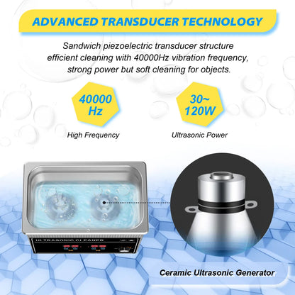 Ultrasonic Bath 3.2L 180W Cleaner Machine Power Adjust Hot Water Cleaning Bath Oil Nozzle Spark Plug Small Fuel