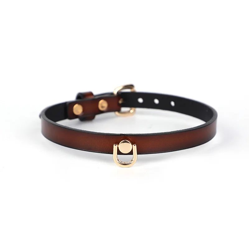 Genuine Leather Series Collar Slave Bed Neck Restraint Belt Strap BDSM Female Couple Bondage Erotic Fun Sex Toys Adult Games