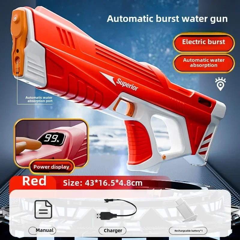 Electric Water Gun New Children Wholesale AutomaticWater Absorption Battery DisplayLarge Capacity Boys' Water PlayToyWaterGun