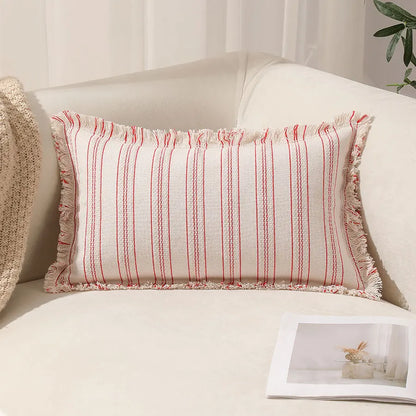 Summer Boho Pillow Covers 30x50 Living Room Sofa Fringed Edges Decorative Striped Throw Pillow Cover BreathableHome Decor