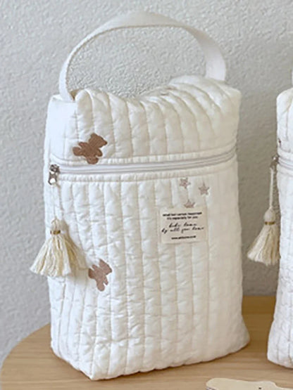 Embroidery Portable Nappy Mommy Bag Stroller Hanging Bag Zipper Diaper Wet Bag Baby Items Storage Bag