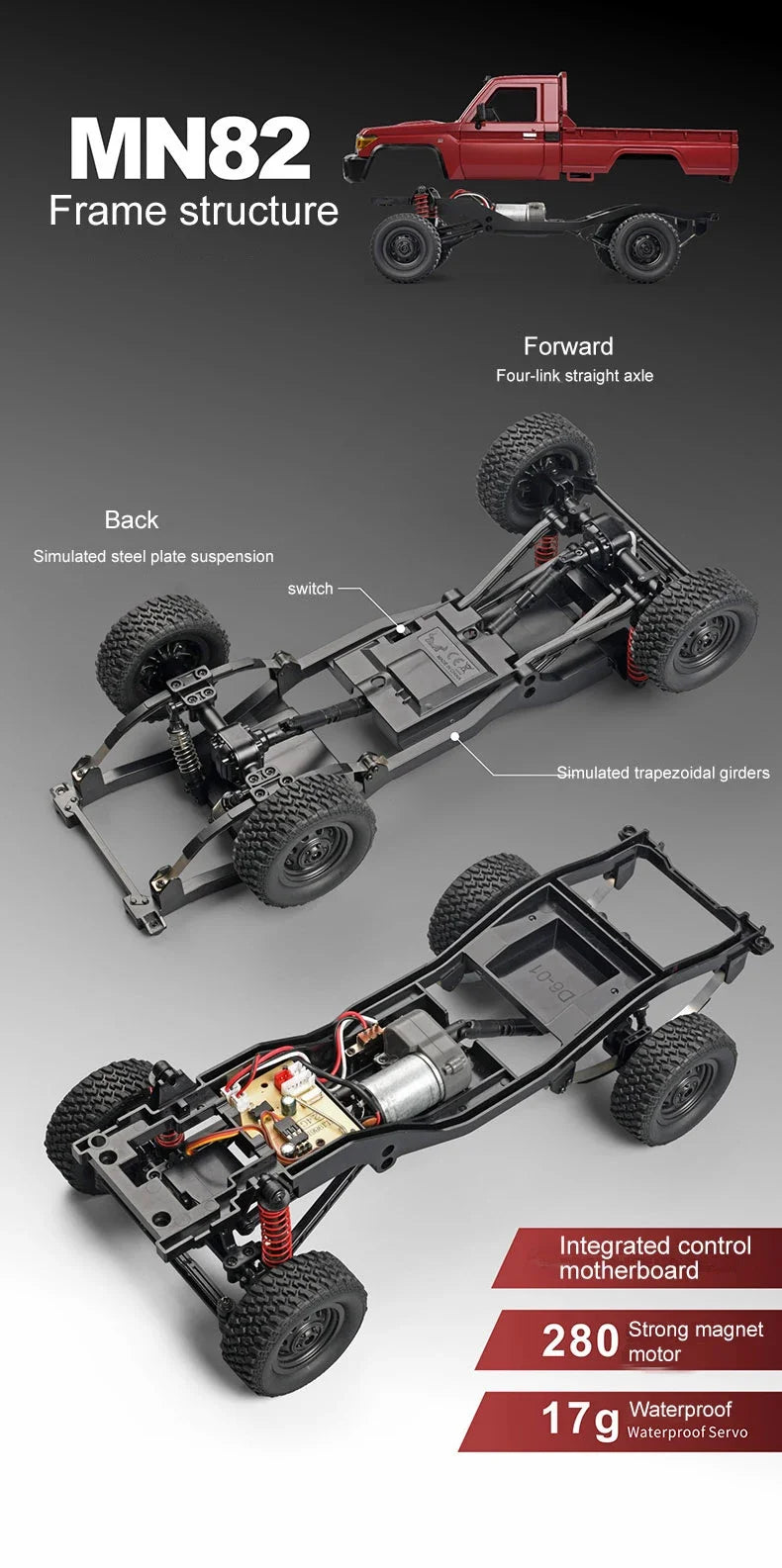 ZWN 1:12 Full Scale RC CAR MN82 Upgraded MN82 PRO Controllable Headlights 2.4G 4WD Off-Road Car Pick Up Truck Toy for Kids Gifts