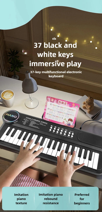 Kids Electric Piano 37 Baby Keyboard with Microphone Singing Songs Development Educational Toy Musical Instrument Games Children