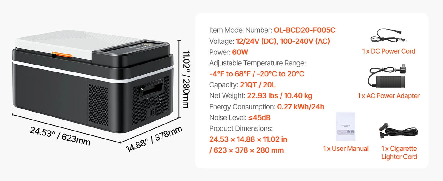 SucceBuy 15L - 55L Car Refrigerator Mini Fridge Freezer Portable Compressor Cooler DC 110-240V Ice Box for Camping RV Travel