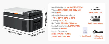 SucceBuy 15L - 55L Car Refrigerator Mini Fridge Freezer Portable Compressor Cooler DC 110-240V Ice Box for Camping RV Travel
