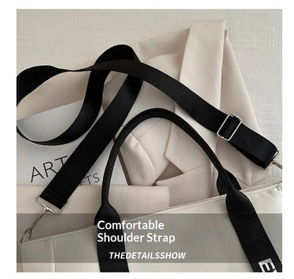 Trending Women Waterproof Nylon Tote Bag Large Capacity Lightweight Crossbody Bag for Student Work Travel Gym