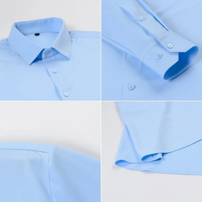 High Stretch Anti-Wrinkle Men's Shirts Long Sleeve Dress Shirts Men Fit Social Business Blouse Social Shirt Men Clothing S-4XL
