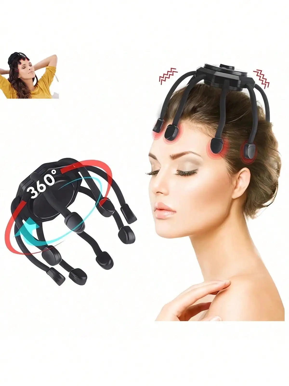 2026 Ultra Scalp Massager, Head Massager Stress Release Massager with 8-FrequencyVibratingContacts360 DegreePortableRechargeable