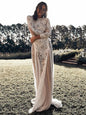 Foreign Style Evening Dress Woman's Sexy Lace Patchwork Backless Wedding Dresses Ladies Elegant Long Sleeves Party Prom Vestidos