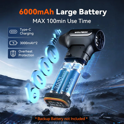 WOLFBOX DF200 Electric Powerful Fan Duster Wireless Air Blower Air Duster 3-Speed Adjustable Portable Fan for Car/Home/Outdoor