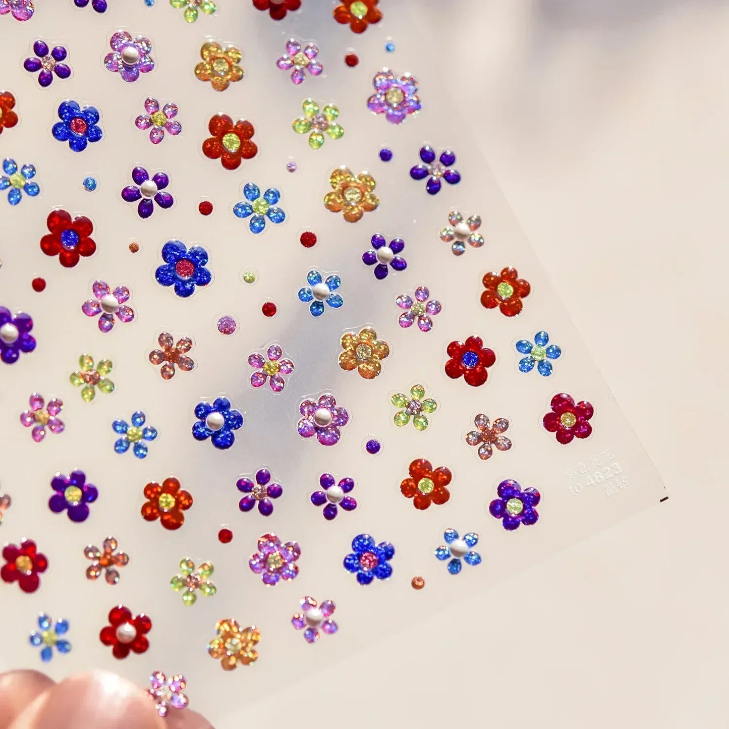 White Flower Petal Cherry Blossom Peach Blossom Falling Petal Floral Gradient 5D Self Adhesive Nail Art Sticker Manicure Decals