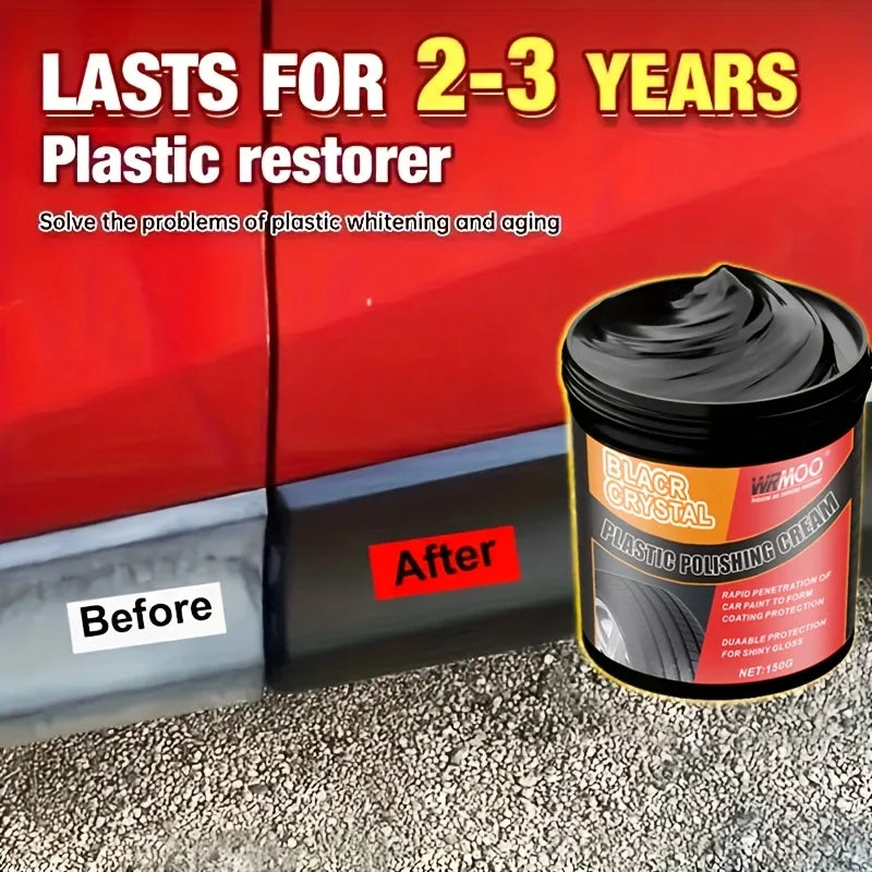 150g Black Crystal Plastic & Rubber Repair Paste - Instant Interior Scratch Renovation, Anti-Aging & Fade Resistant