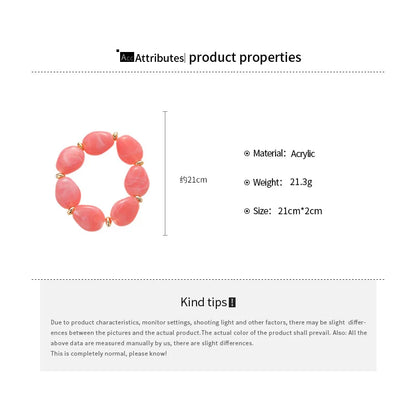 Acrylic Irregular Square Round Beaded Bracelet Bangle for Women Imitation Stone Chain Bracelet Hand Accessories Couple Gifts K