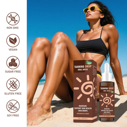 Vegan Sugar-Free Tanning Drink 60ml Natural Oral Drops Watermelon Flavor Sun-Kissed Glow Boost from Within Skin Care