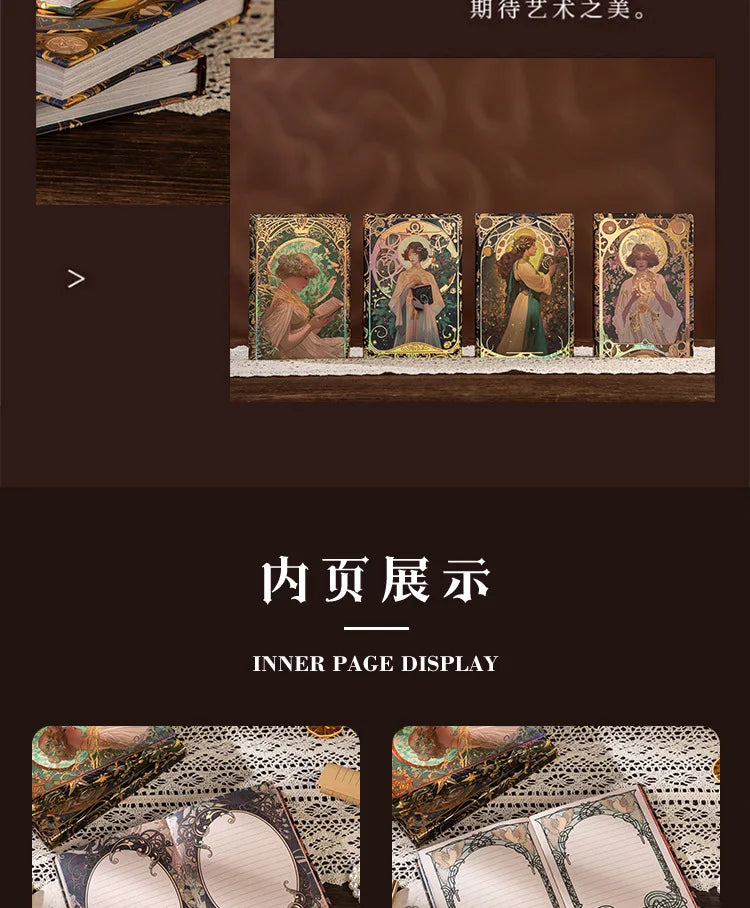 Renaissance A5 Notebook,Oil Painting Hardcover Illustrations,Full-Color Handbook,128 Sheets/Book,100GSM,Professional Handbook
