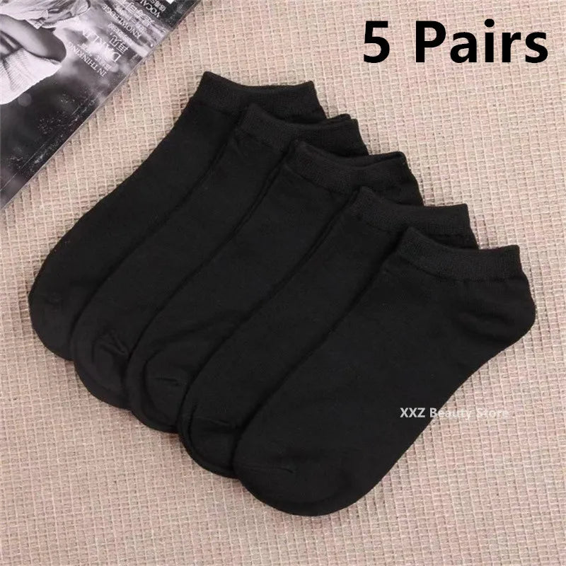 5/10/20 Pairs White Casual Breathable Socks Boat Socks For Women Men Invisible Low Cut Silicone Non-slip No-show Ankle Socks