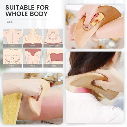 Natural Wooden Cellulite Massager Full Body Gua Sha Tool for Muscle Scraping And Back Massage - Wood Care