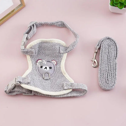 Newest Cute Cat Harness and Leash Set Bunny Pet Accessories Vest Harnesses Small Dog Leashes for Outdoor Walking Pets Supplies