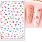 3d Nail Art Decals Watercolor Florals Purple Green Pink Flowers Leafs Fruit Adhesive Sliders Nail Stickers For Manicure