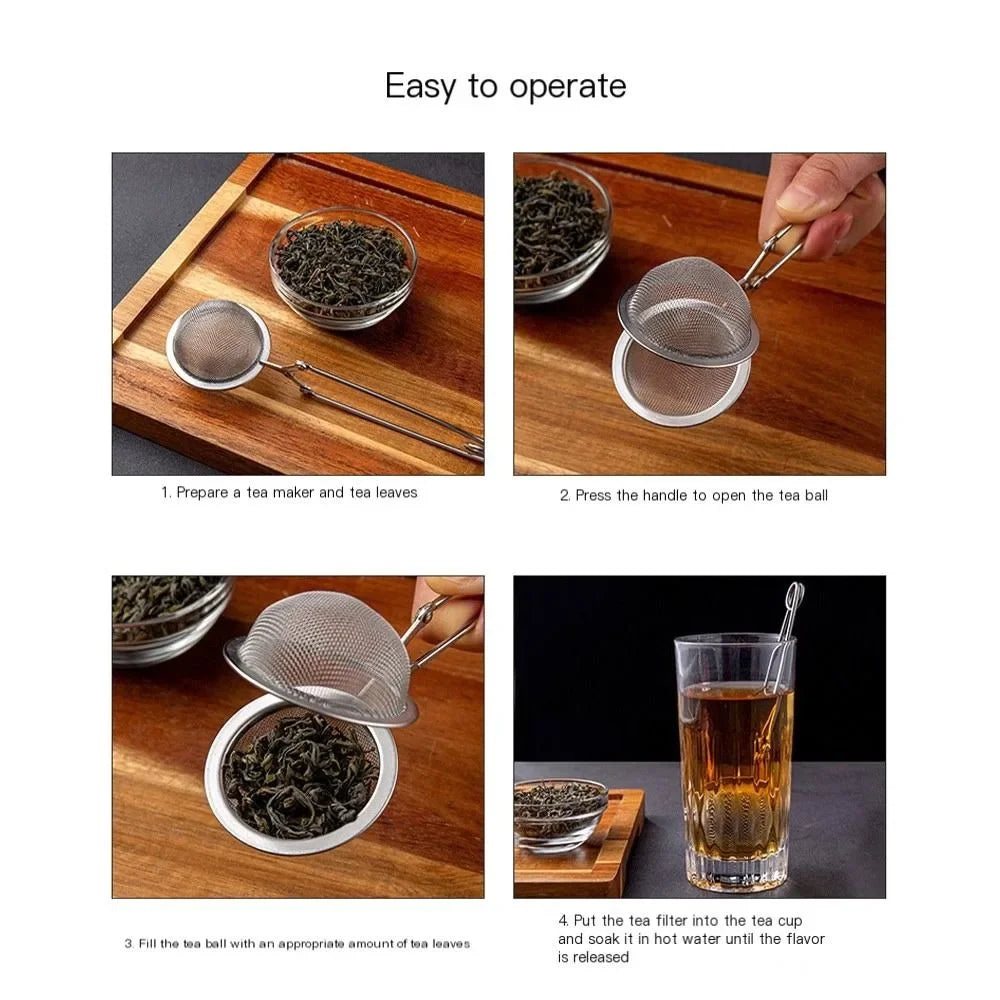 Stainless Steel Spoon Tea Ball Infuser Filter Squeeze Leaves Herb Mesh Strainer Tea Infuser In Mesh Tea Ball Filter with Handle