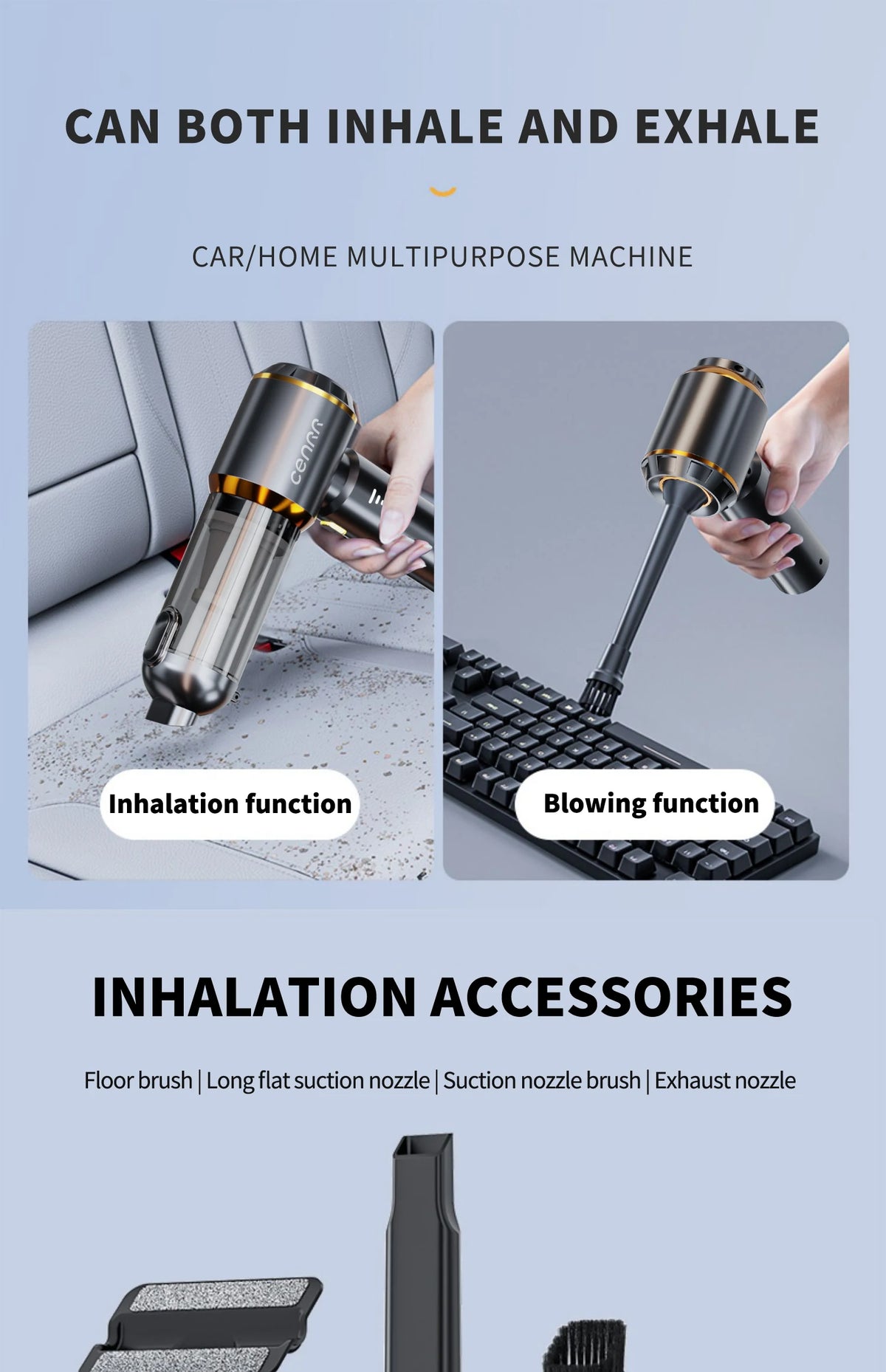 CENRR 998000PA Car Vacuum Cleaner Strong Suction Cordless Wireless Cleaner Handheld Portable Vacuum Cleaner Cleaning Machine