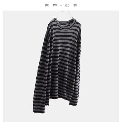 Classic Striped Long Sleeve T-Shirt Casual Versatile Knitted Pullover Top for Women 2026 Spring New Style