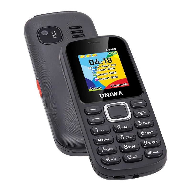 UNIWA E1808 2GKeypad Feature Phone 1.77” Push Button 800mAh Telephone for Senior Elder Wireless Radio GSM Bluetooth Mobile Phone