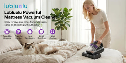 Lubluelu CM208 Handheld Bed Vacuum Cleaner Mattress Dust Mite Remover 15Kpa Powerful Portable Vacuums for Home Sofa Bed Couch