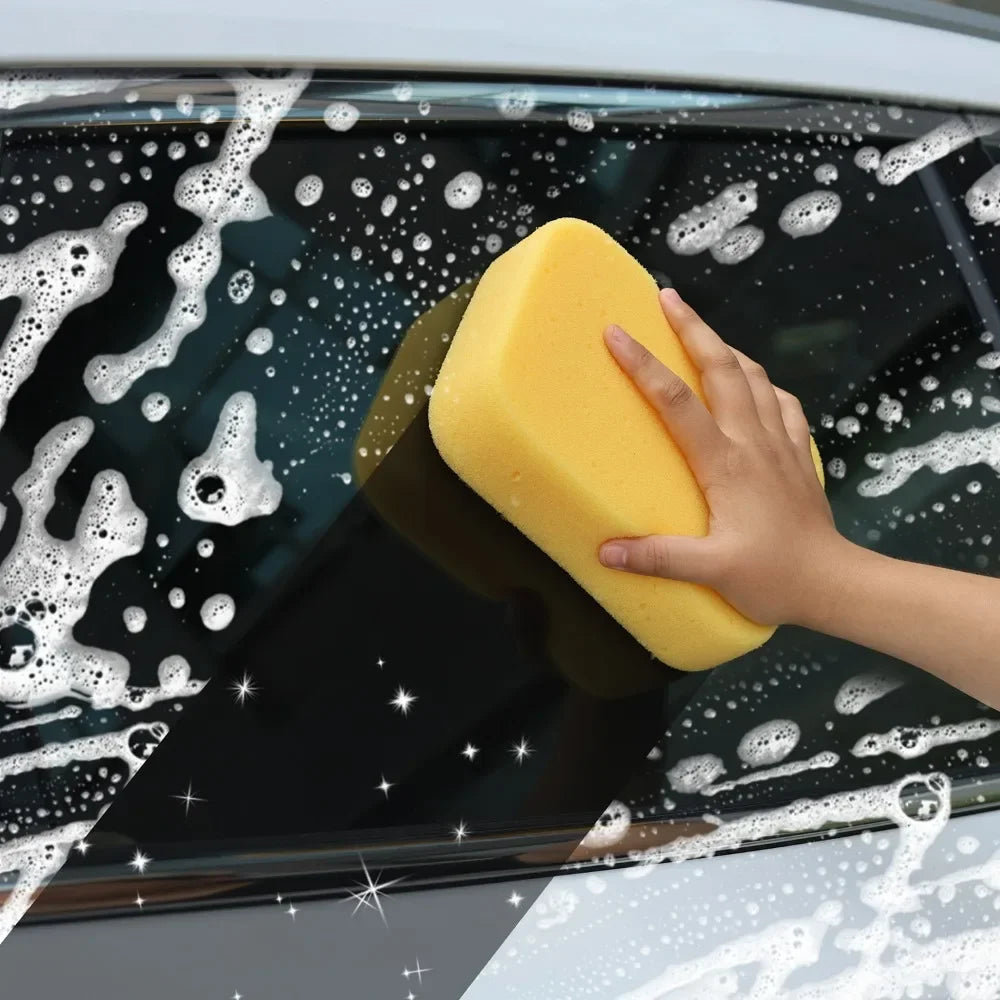 Large Car Wash Sponge Multi-Purpose High-Density Yellow Honeycomb Sponge Block for Automotive Detailing Waxing Seam Cleaning