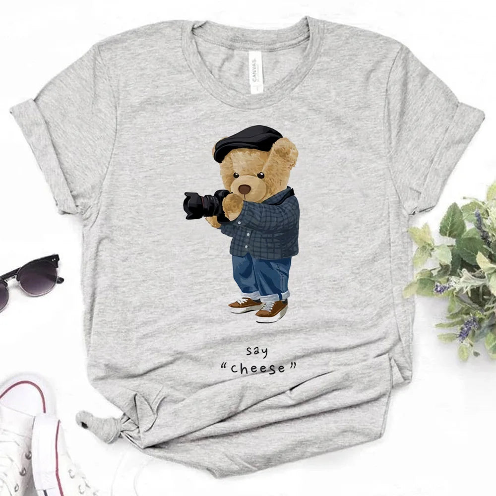 Bear t shirt women graphic t shirt female 2000s streetwear clothes