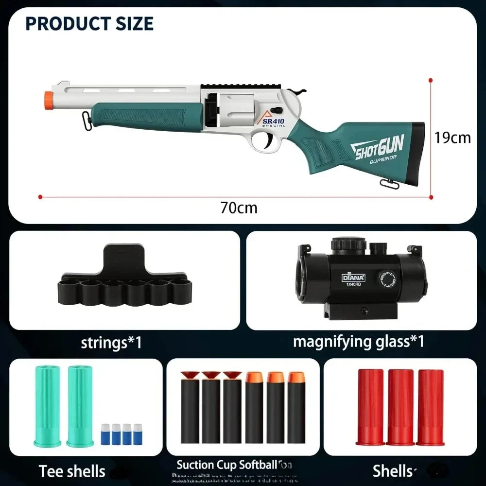 Revolver Toy Guns Shell Throwing Soft Bullet Launcher Outdoor CS Shotgun Shooting Game Model Toy for Children Kids Christmas