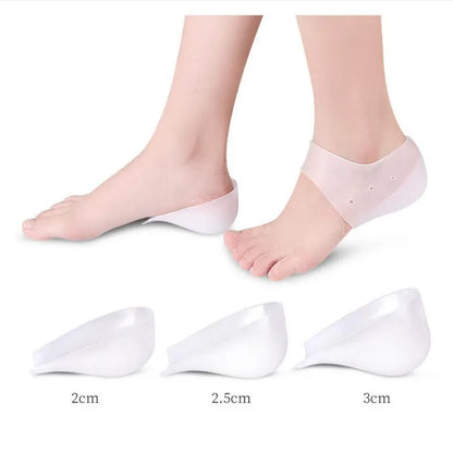 Unisex Invisible Height Increase 5CM Silicone Socks Gel Heel Pads Orthopedic Arch Support Heel Cushion Insoles Foot Massage Pad
