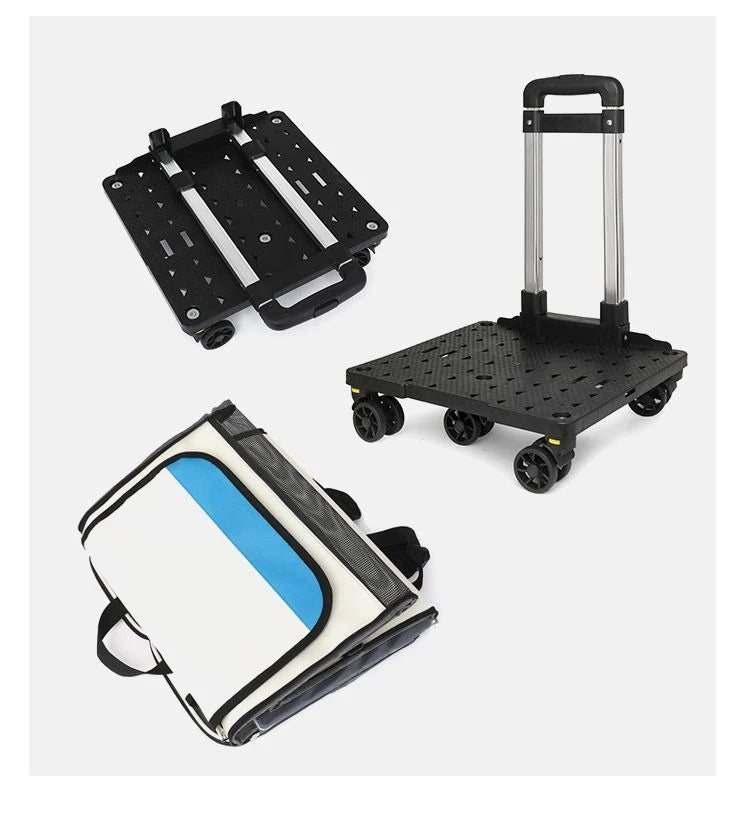 2-in-1 Rolling Pet Carrier Backpack with Wheels, Large Foldable Travel Bag for Dogs and Cats, Ventilated Backpack Carrier