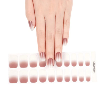 16/18/20Tips Semi-Cured Gel Nail Strips Adhesive Full Cover Stickers for Nails UV Lamp Need Press On Nails Fashion Manicure