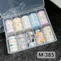 10 Rolls New Design Fresh Nail Foils for Transfer Paper Sticker Plaid Sliders Denim Nails Wraps DIY Bowknot Nail Art Decorations